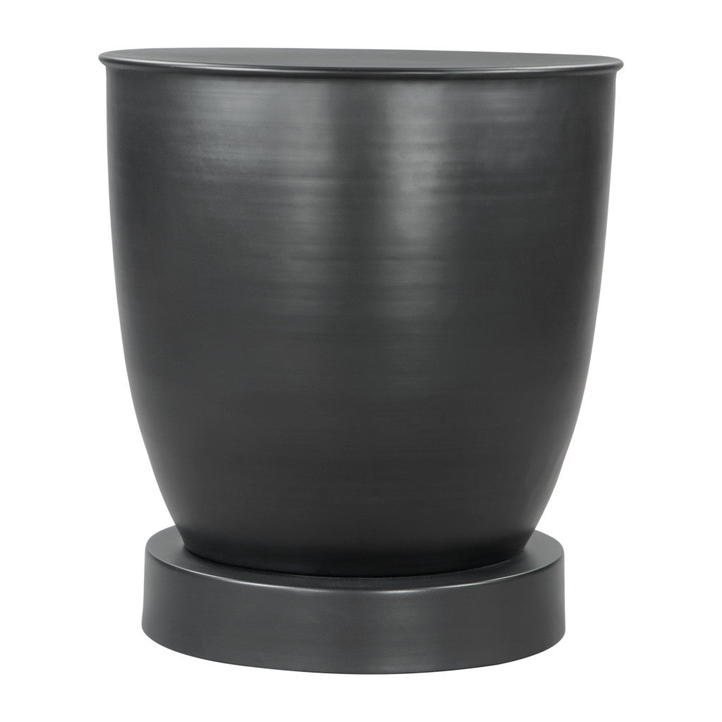 20" Black Iron Round Pedestal End Table