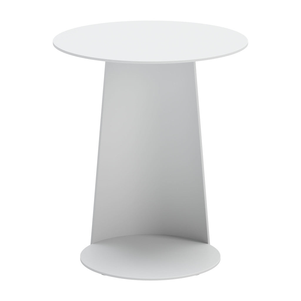 16" White Aluminum Rounded Outdoor Side Table
