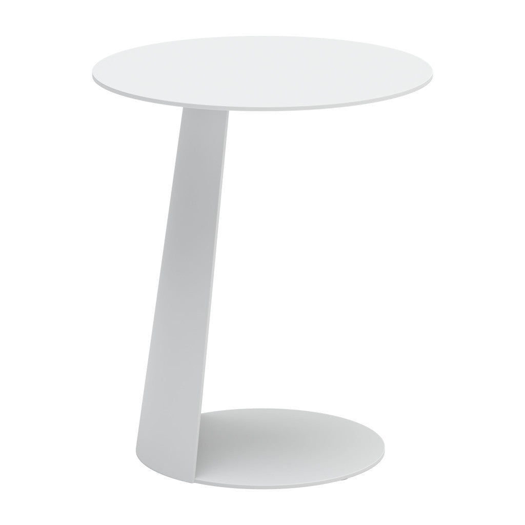 16" White Aluminum Rounded Outdoor Side Table