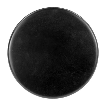 20" Black Solid Wood Round Pedestal End Table