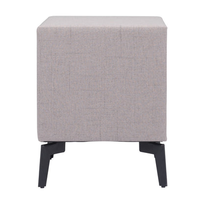 20" Gray and Black Fabric Wood and Steel End Table With Two Drawers