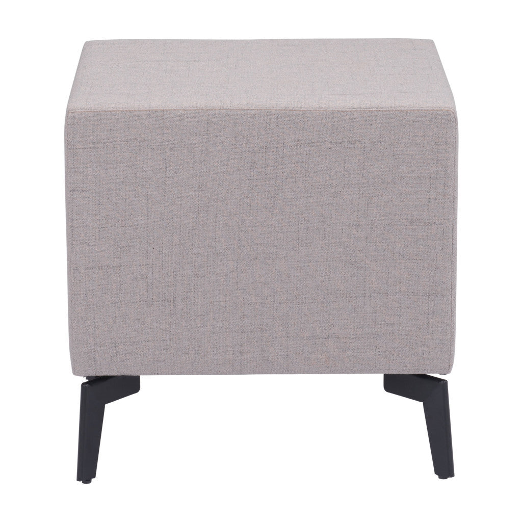 20" Gray and Black Fabric Wood and Steel End Table With Two Drawers