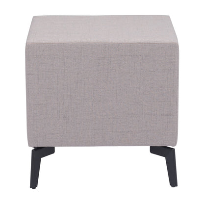20" Gray and Black Fabric Wood and Steel End Table With Two Drawers