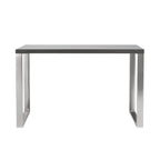 47" Gray and Silver Wood and Stainless Steel Sled Writing Desk
