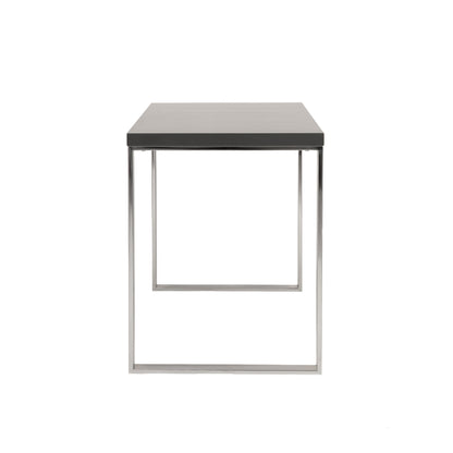 47" Gray and Silver Wood and Stainless Steel Sled Writing Desk