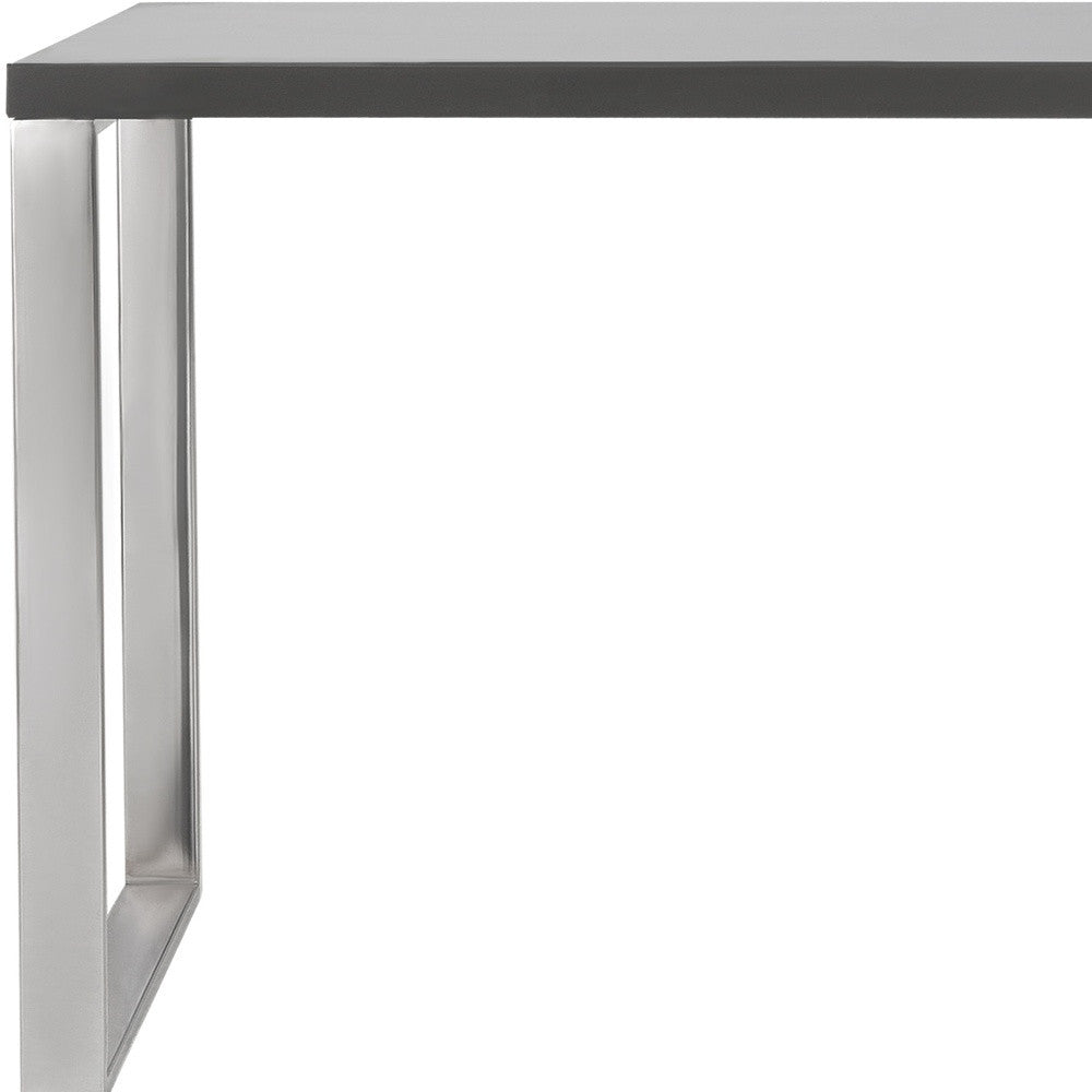 47" Gray and Silver Wood and Stainless Steel Sled Writing Desk