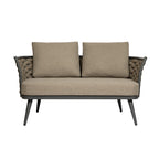 56" Dark Gray Aluminum Outdoor Love Seat with Taupe Cushions