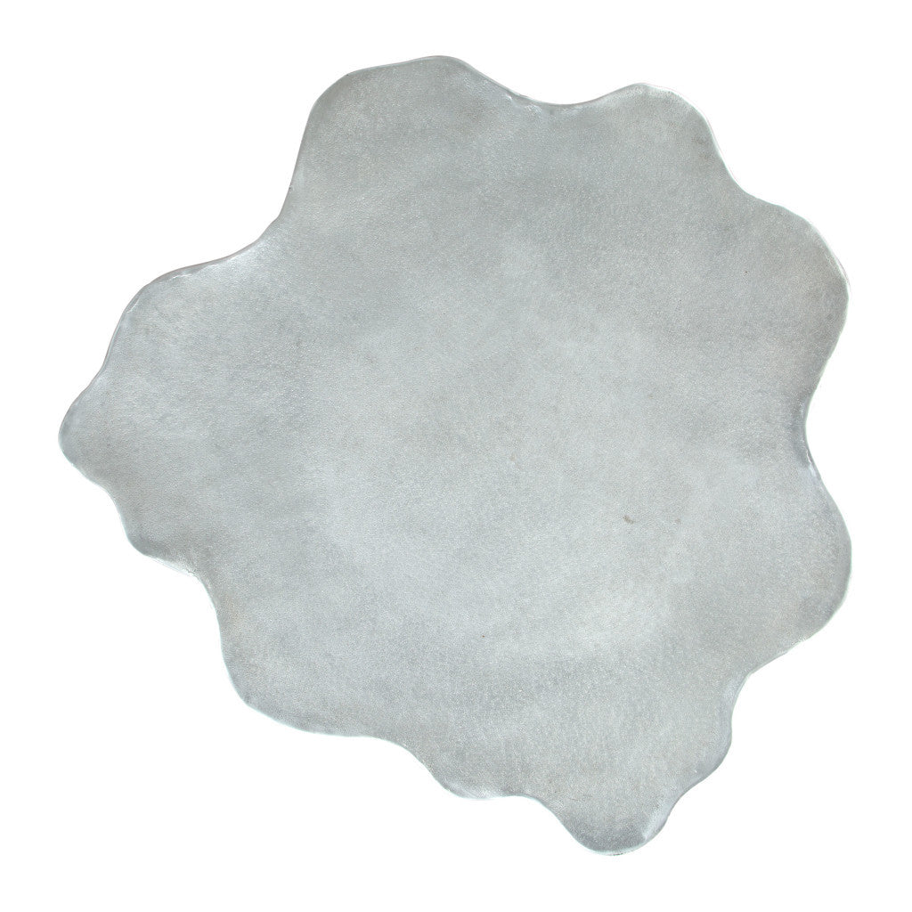 37" Silver Aluminum Free Form Solid Coffee Table