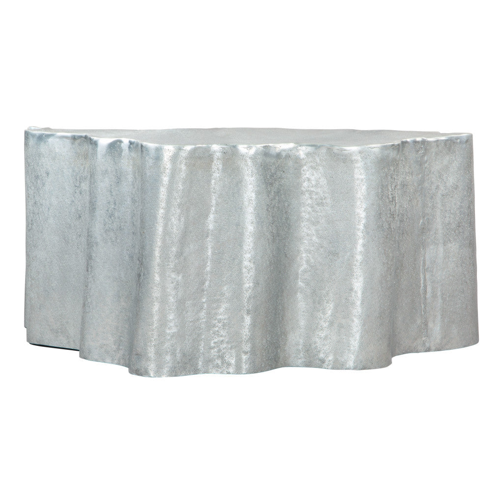 37" Silver Aluminum Free Form Solid Coffee Table