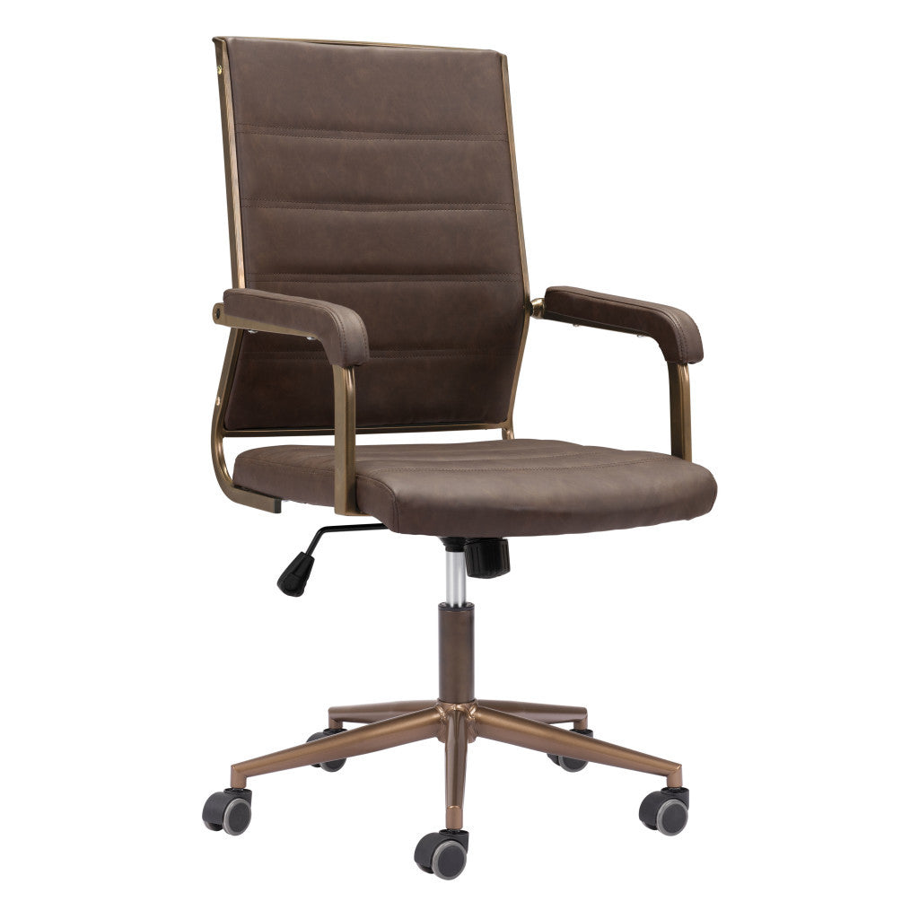 Espresso and Bronze Adjustable Height Swivel Rolling Office Chair