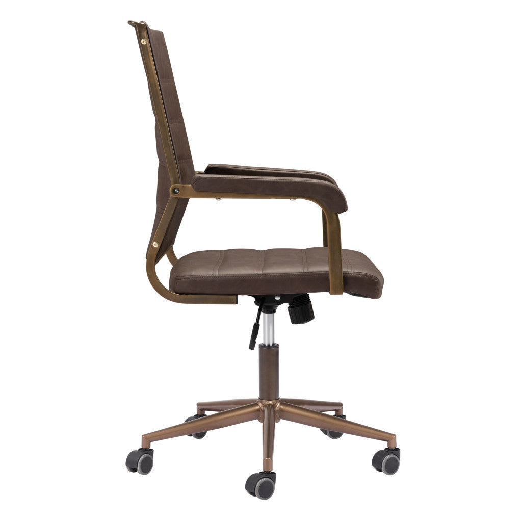 Espresso and Bronze Adjustable Height Swivel Rolling Office Chair