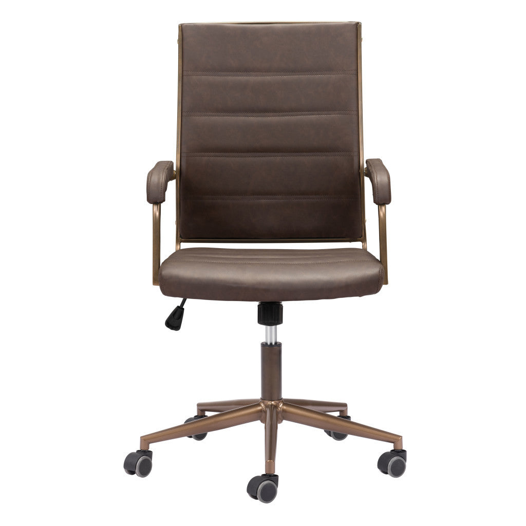 Espresso and Bronze Adjustable Height Swivel Rolling Office Chair