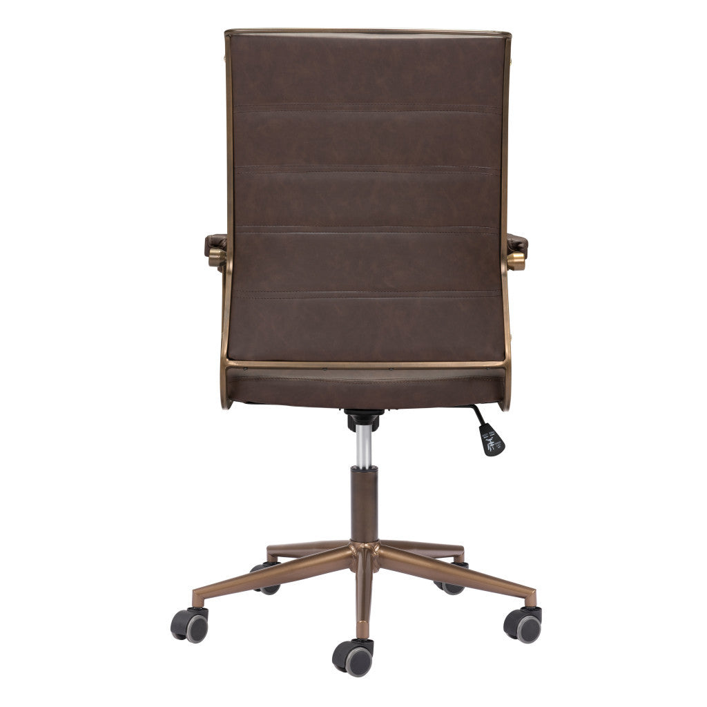 Espresso and Bronze Adjustable Height Swivel Rolling Office Chair