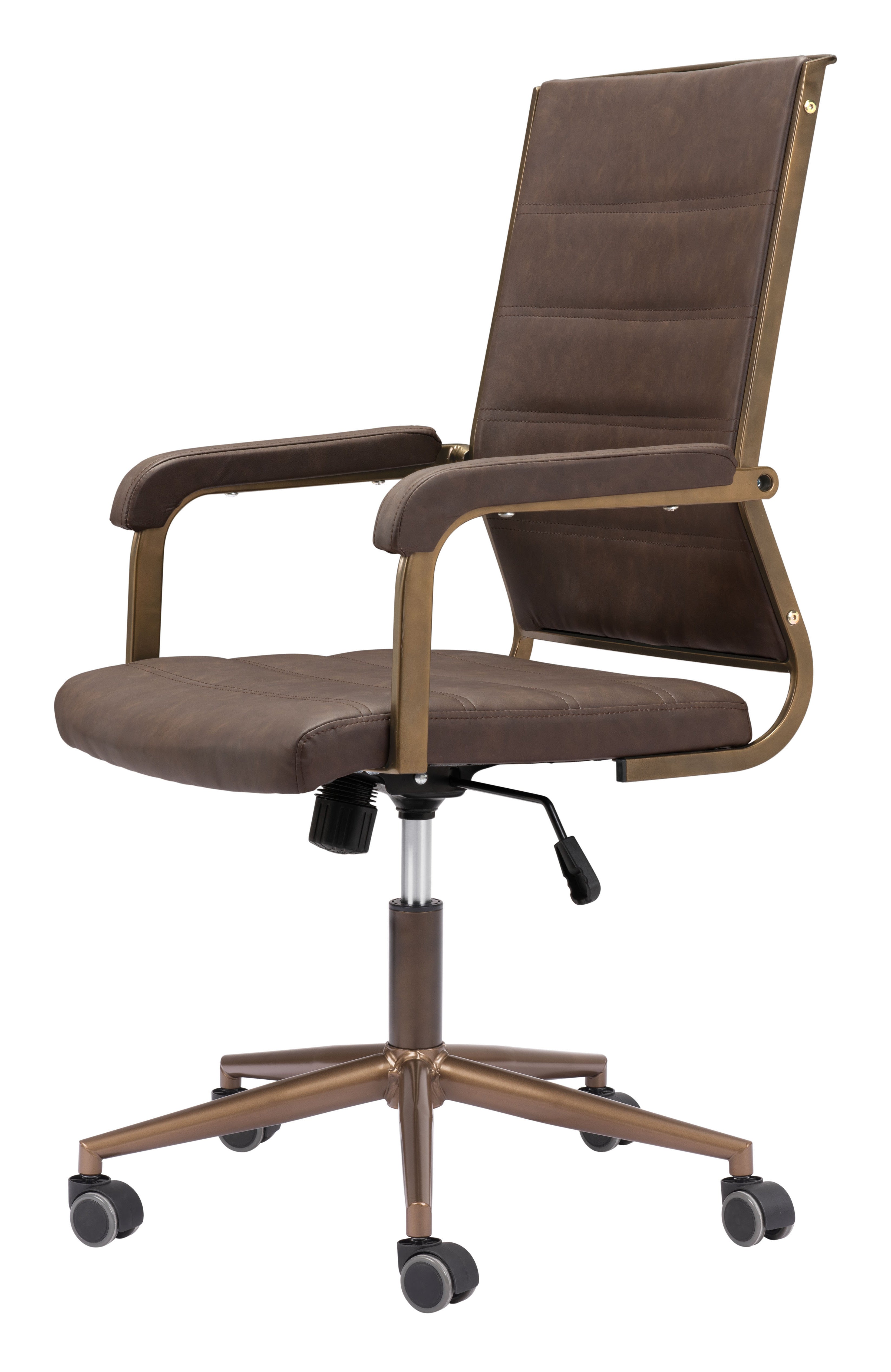 Espresso and Bronze Adjustable Height Swivel Rolling Office Chair