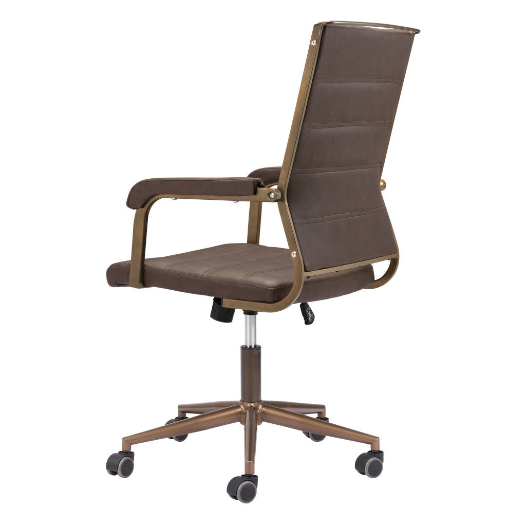 Espresso and Bronze Adjustable Height Swivel Rolling Office Chair