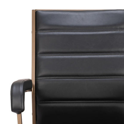 Black and Bronze Adjustable Height Faux Leather Swivel Rolling Office Chair