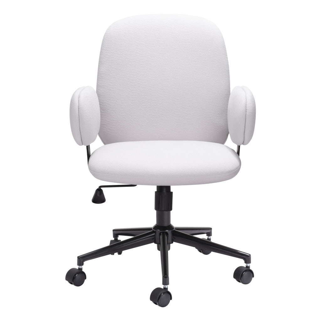 Beige and Black Adjustable Height Swivel Rolling Office Chair