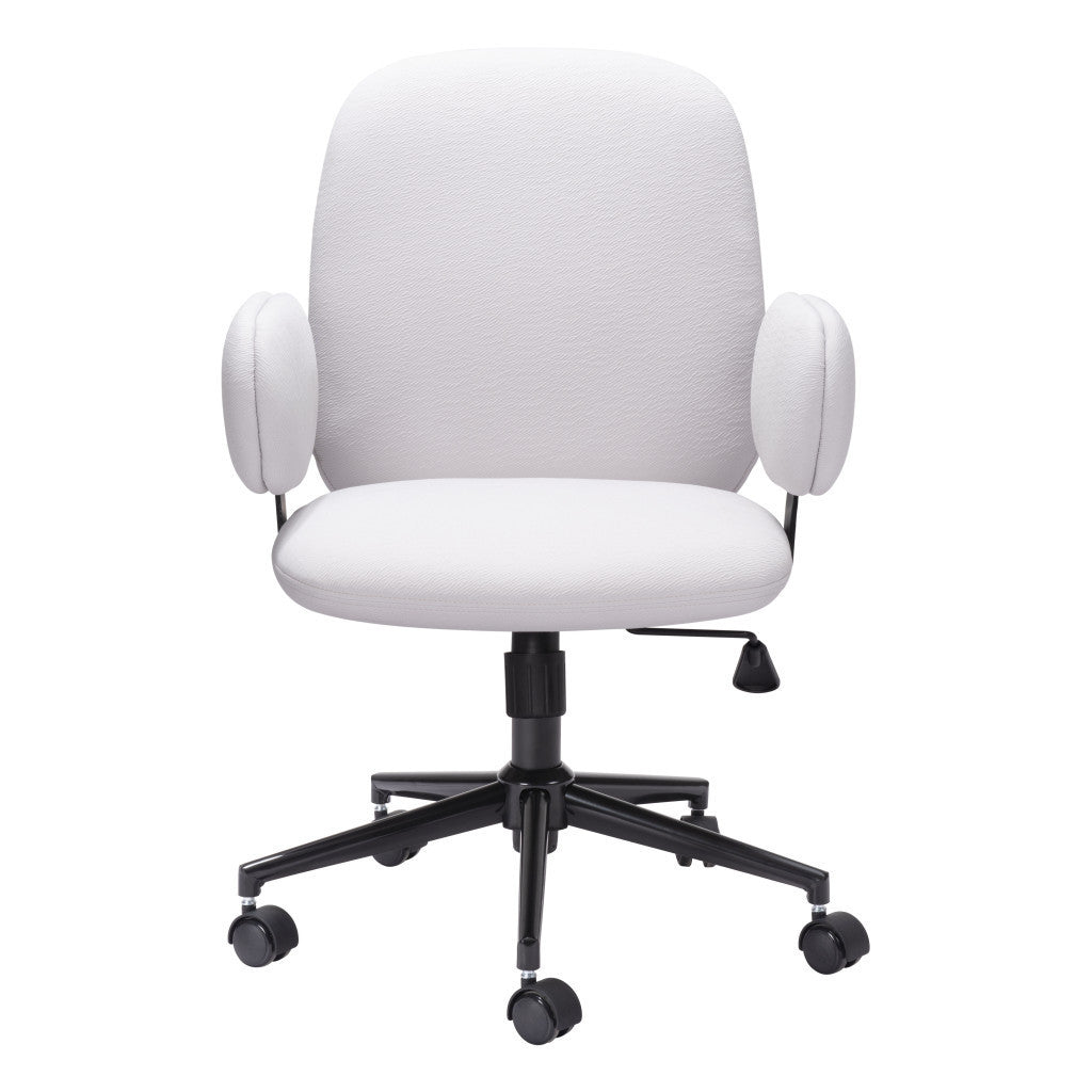 Beige and Black Adjustable Height Swivel Rolling Office Chair