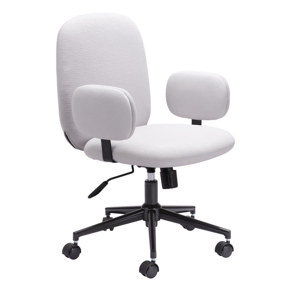 Beige and Black Adjustable Height Swivel Rolling Office Chair