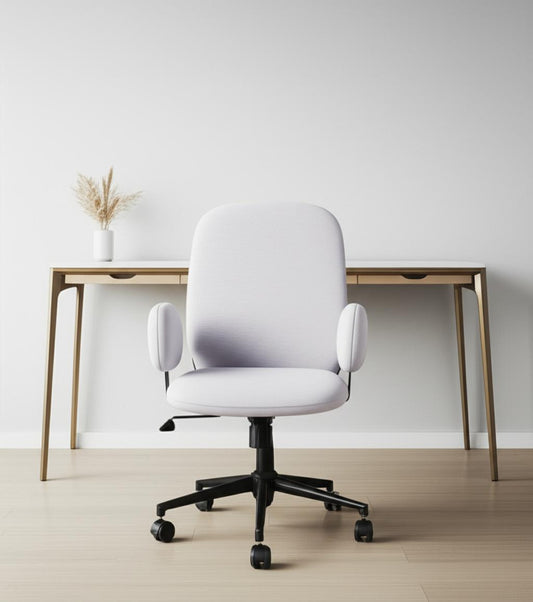 Beige and Black Adjustable Height Swivel Rolling Office Chair