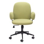 Green and Black Adjustable Height Swivel Rolling Office Chair