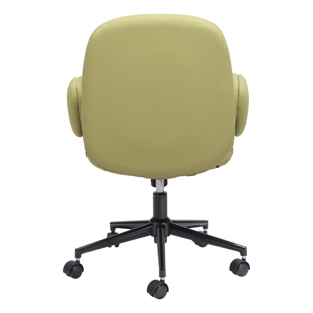 Green and Black Adjustable Height Swivel Rolling Office Chair