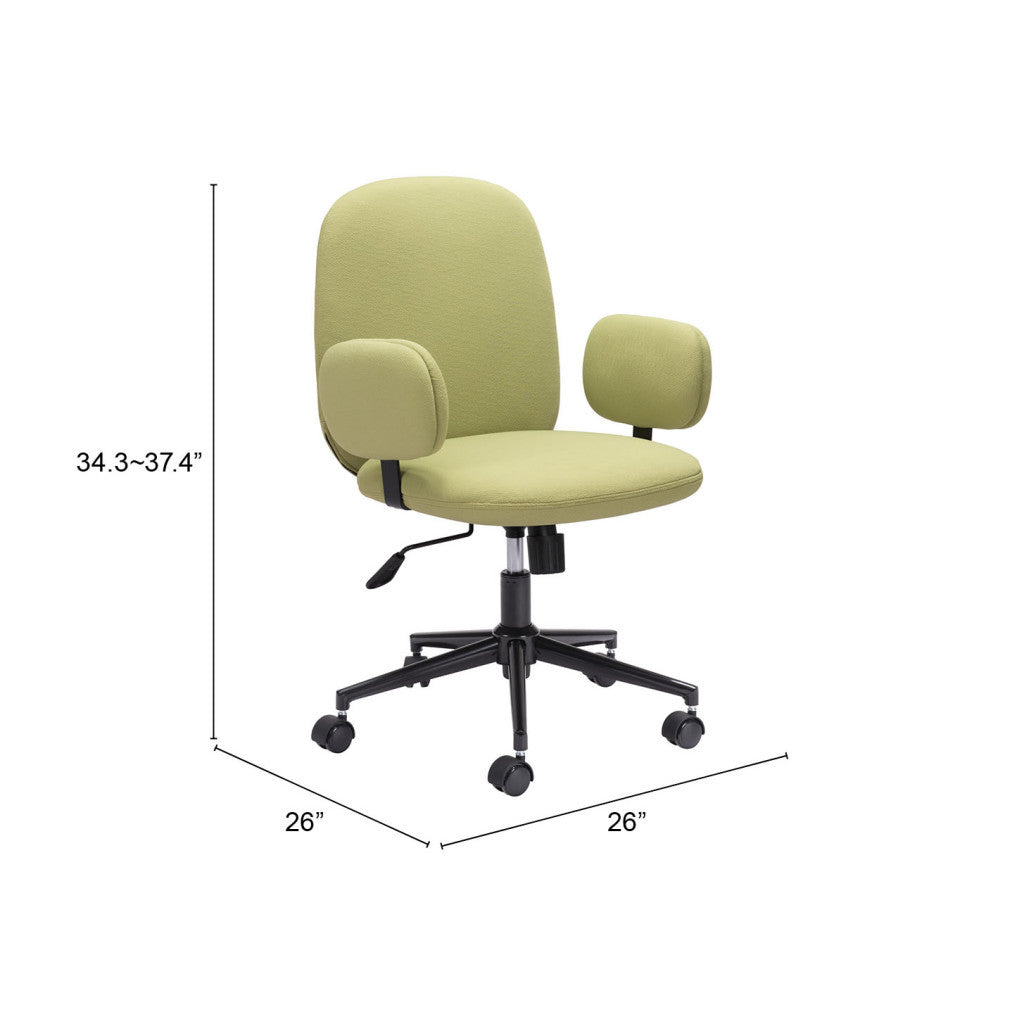 Green and Black Adjustable Height Swivel Rolling Office Chair