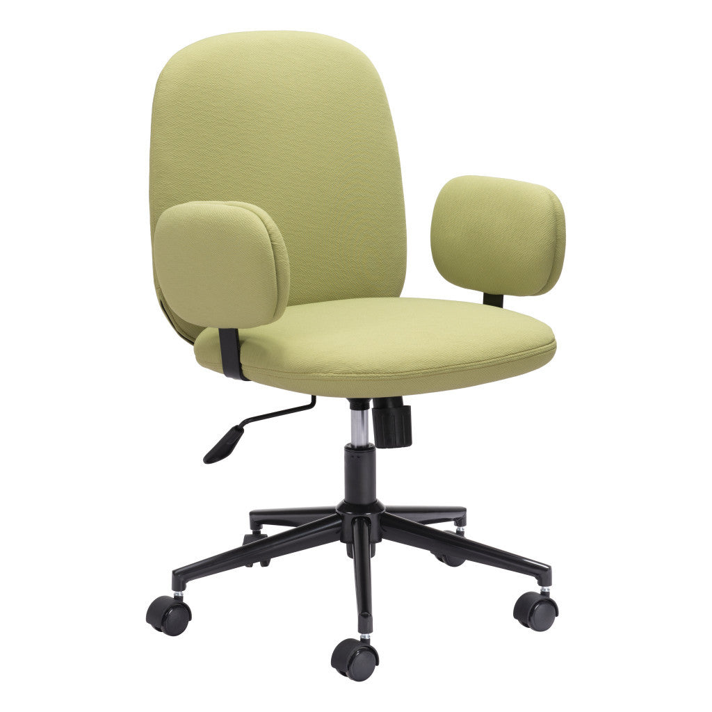 Green and Black Adjustable Height Swivel Rolling Office Chair