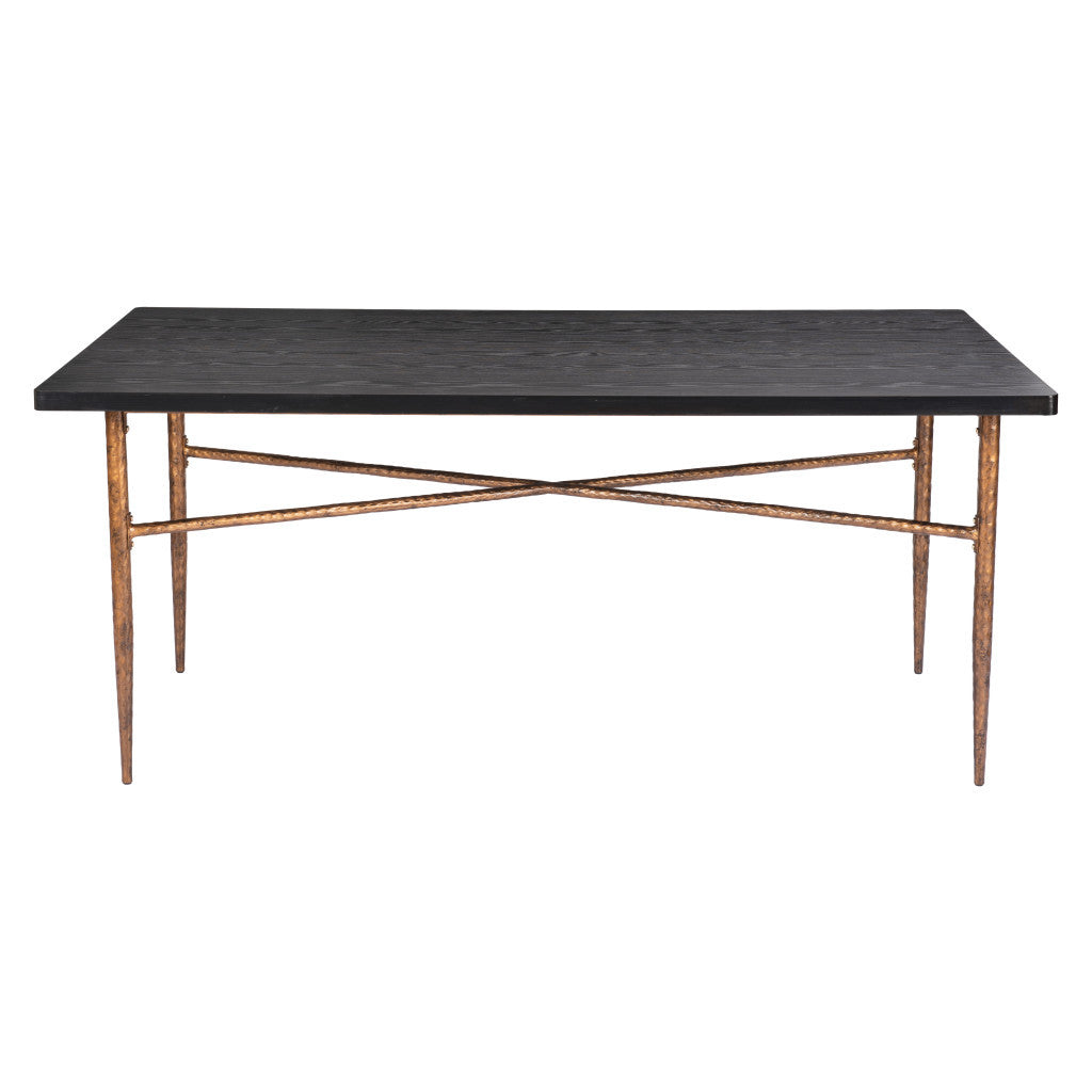 72" Black and Bronze Wood and Steel Dining Table