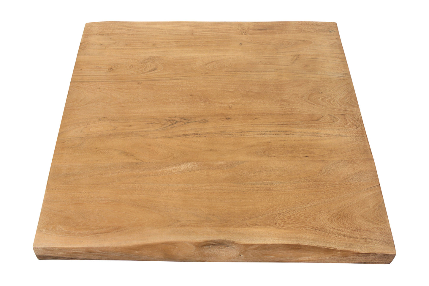 39" Natural And Black Solid Wood And Iron Square Distressed Coffee Table