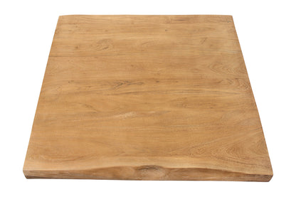 39" Natural And Black Solid Wood And Iron Square Distressed Coffee Table