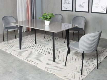 63" Gray Stone and Metal Dining Table