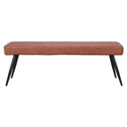 54" Brown and Black Faux Leather Upholstered Dining Bench