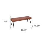 54" Brown and Black Faux Leather Upholstered Dining Bench