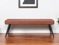 54" Brown and Black Faux Leather Upholstered Dining Bench