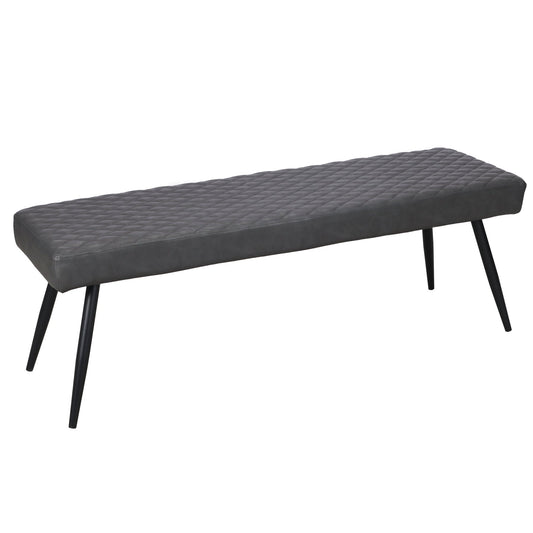 54" Dark Gray and Black Faux Leather Upholstered Dining Bench