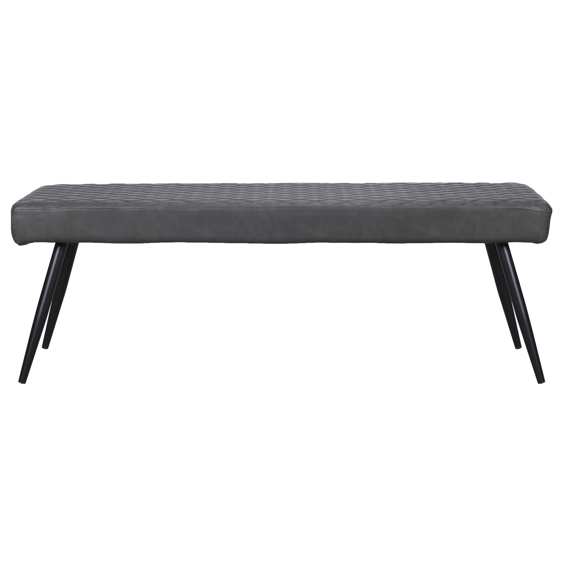 54" Dark Gray and Black Faux Leather Upholstered Dining Bench