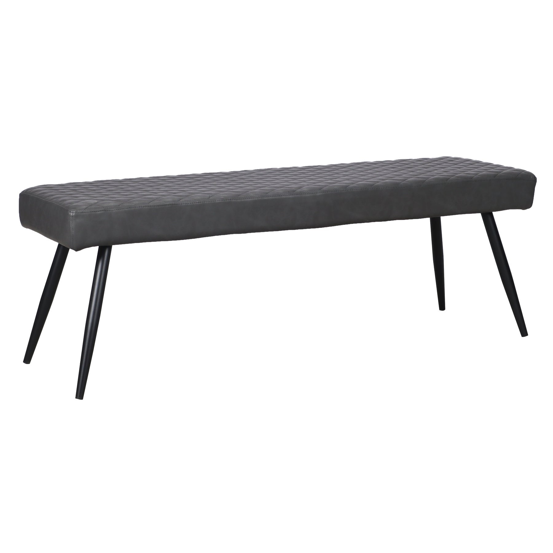54" Dark Gray and Black Faux Leather Upholstered Dining Bench