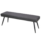 54" Dark Gray and Black Faux Leather Upholstered Dining Bench