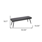 54" Dark Gray and Black Faux Leather Upholstered Dining Bench
