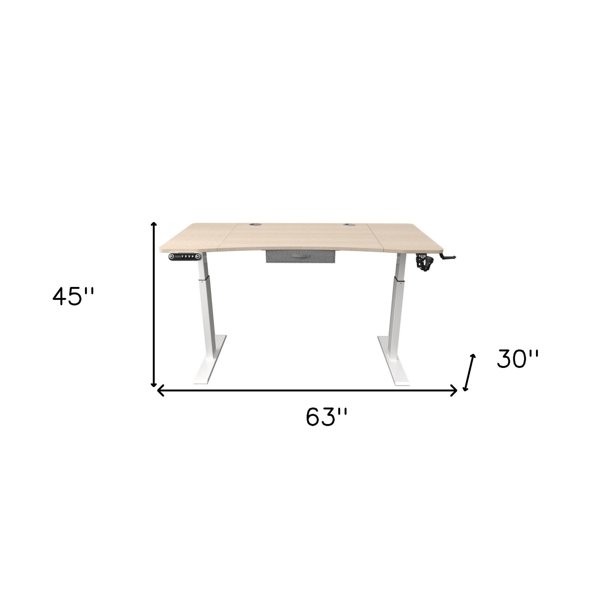 Adjustable Height Oak and White Metal And Wood Hi Low Sit Or Stand Desk