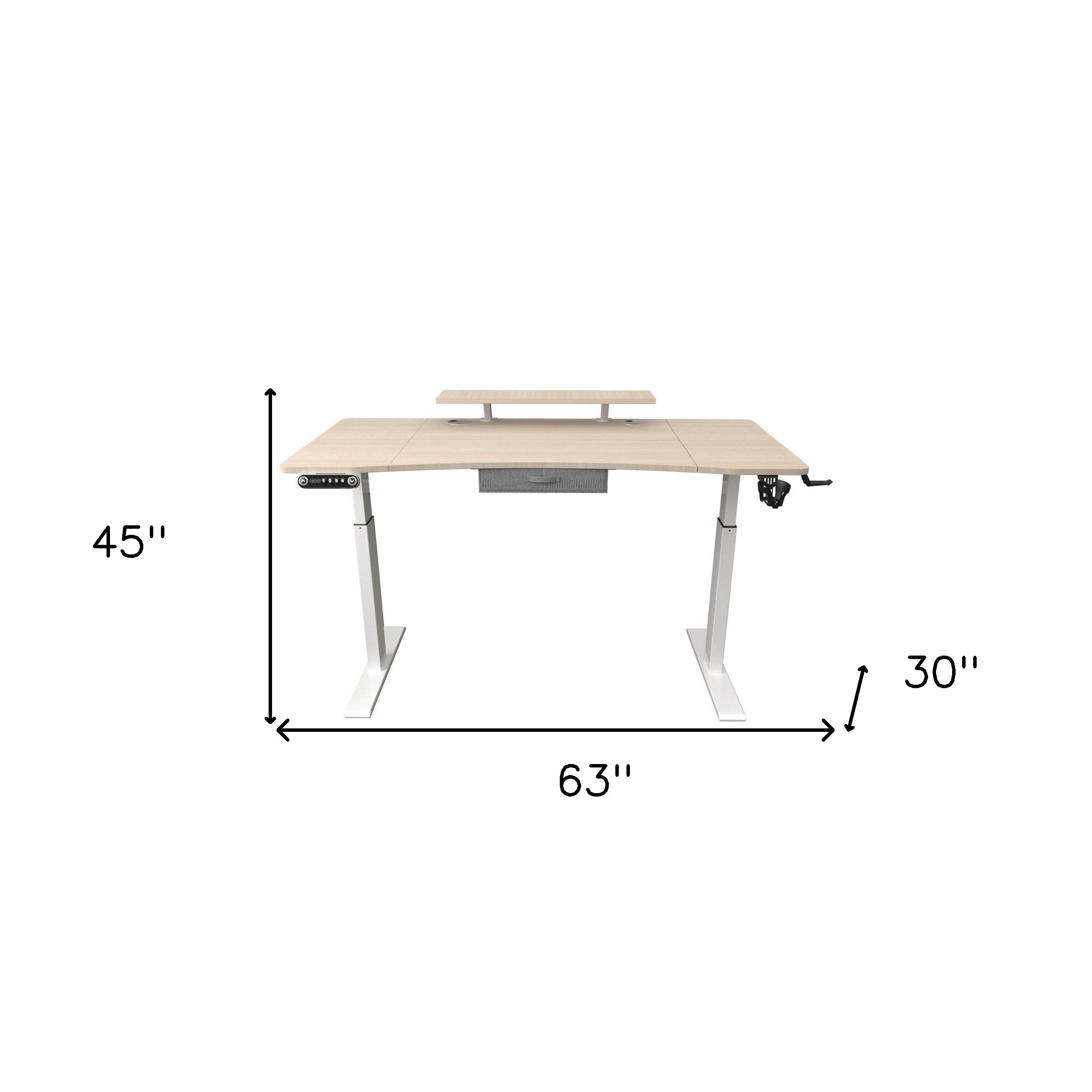 63" Adjustable Beige Standing Desk