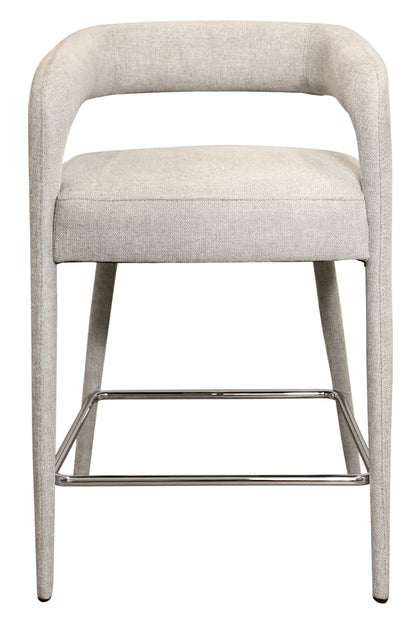 25" Ivory Metal and Fabric Low Back Counter Height Bar Chair
