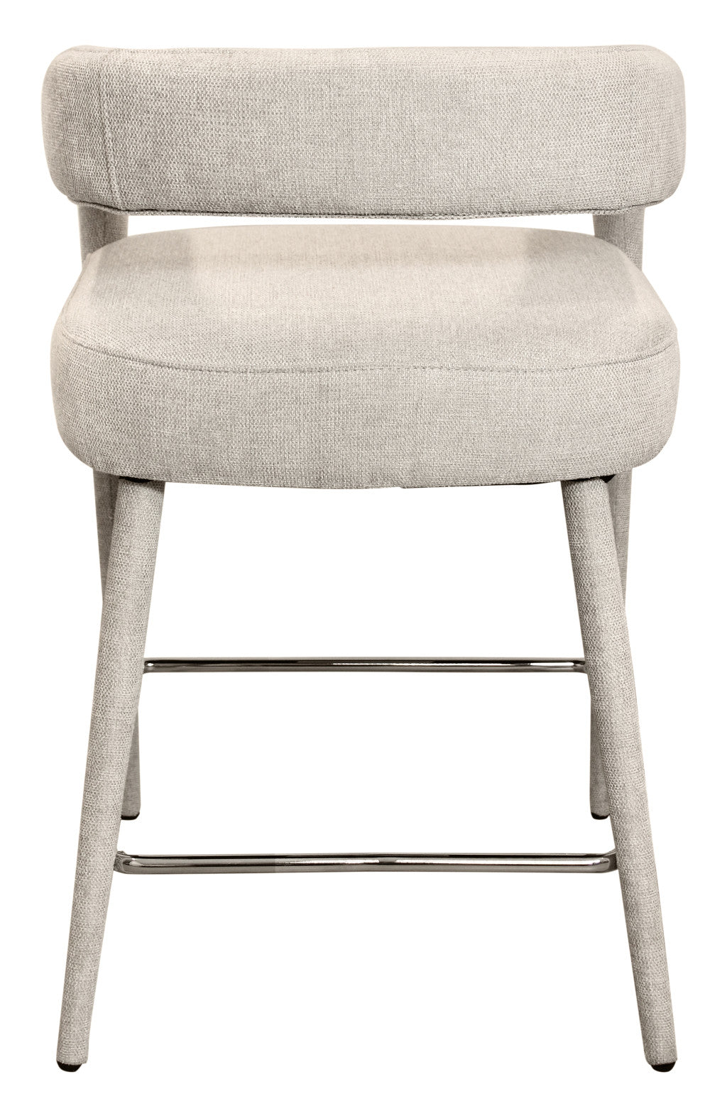 25" Ivory Metal and Fabric Low Back Counter Height Bar Chair