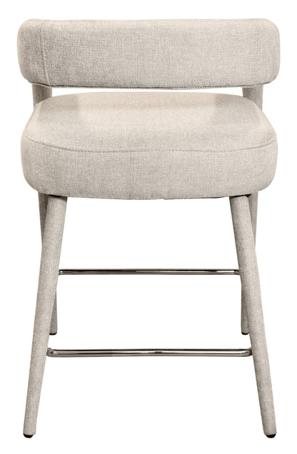 25" Ivory Metal and Fabric Low Back Counter Height Bar Chair