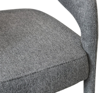 25" Gray Metal and Fabric Low Back Counter Height Bar Chair