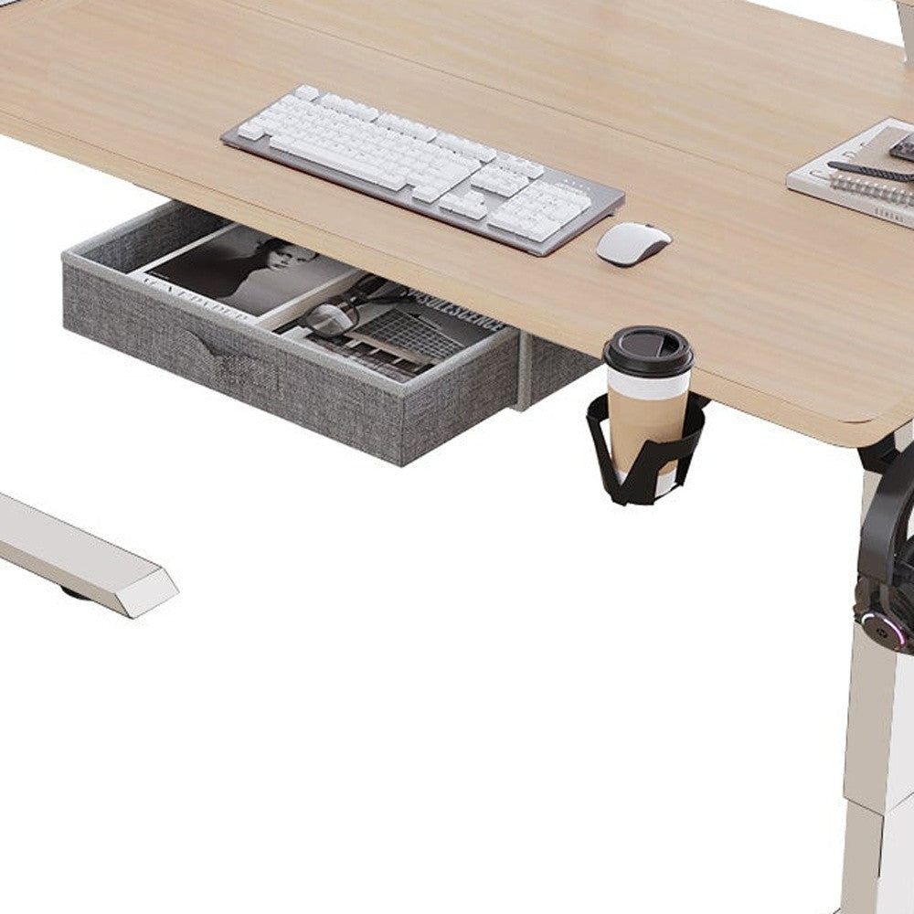 45" Adjustable Oak and White Standing Desk