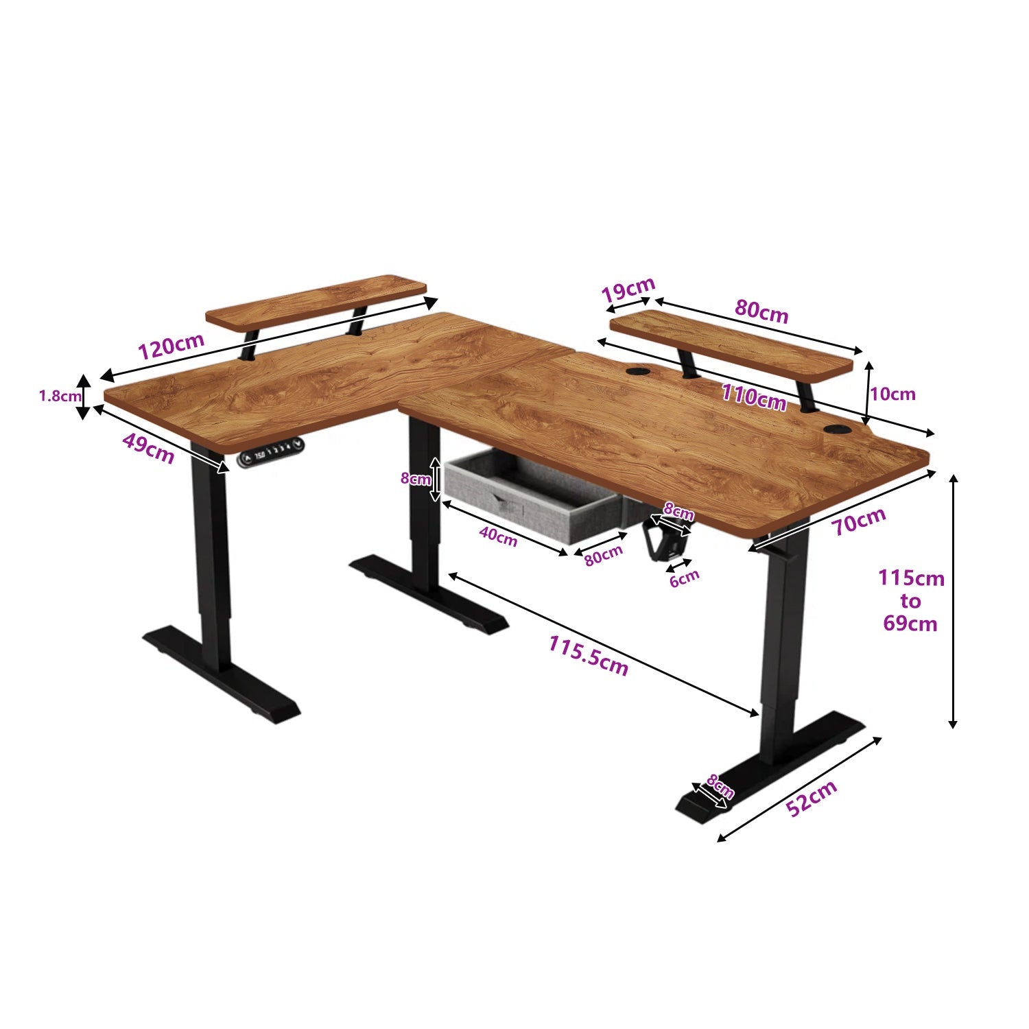 45" Adjustable White Standing Desk
