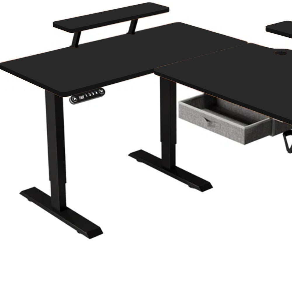 45" Adjustable Oak and Beige Standing Desk