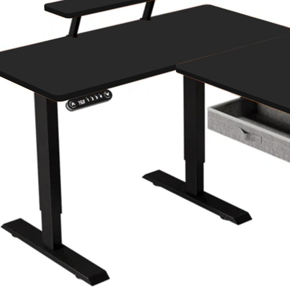 45" Adjustable Oak and Beige Standing Desk